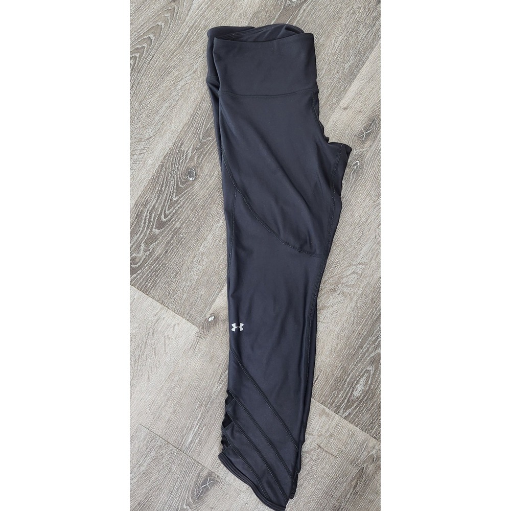 Under Armour HeatGear Compression Leggings Black Lattice Cutout Womens Large